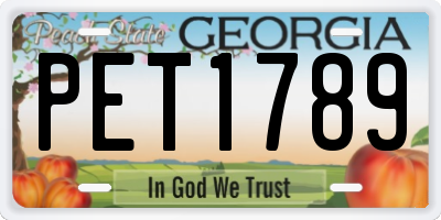 GA license plate PET1789