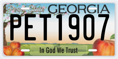 GA license plate PET1907