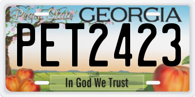 GA license plate PET2423