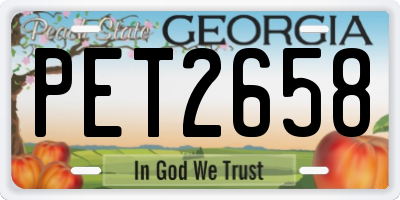 GA license plate PET2658