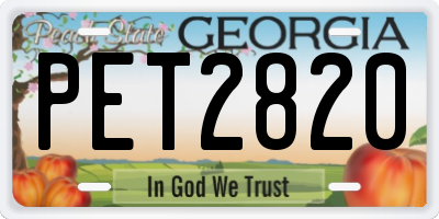 GA license plate PET2820