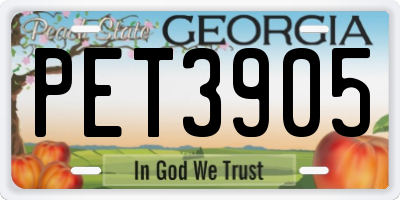 GA license plate PET3905