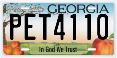 GA license plate PET4110