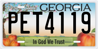 GA license plate PET4119