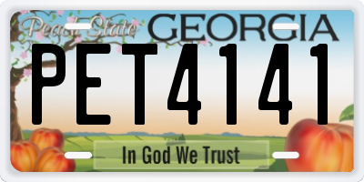 GA license plate PET4141