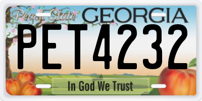 GA license plate PET4232