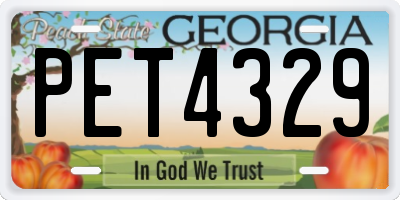 GA license plate PET4329