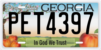 GA license plate PET4397