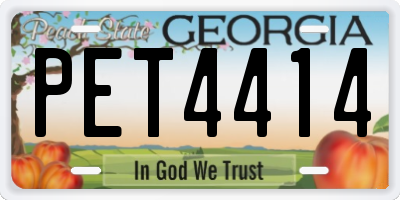 GA license plate PET4414