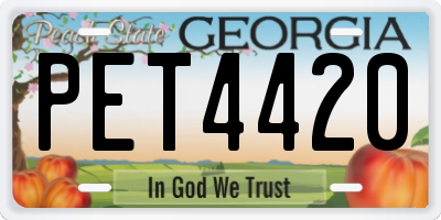 GA license plate PET4420