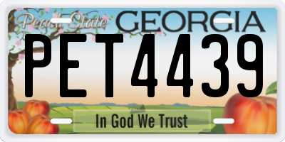 GA license plate PET4439