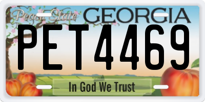 GA license plate PET4469