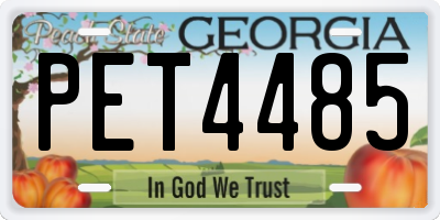 GA license plate PET4485