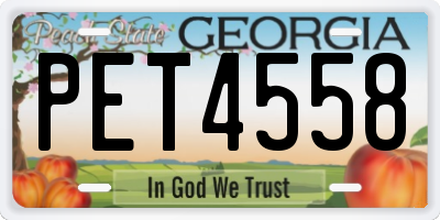 GA license plate PET4558