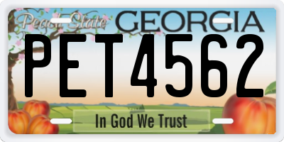 GA license plate PET4562