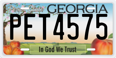 GA license plate PET4575
