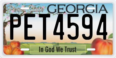 GA license plate PET4594