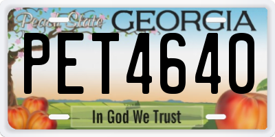 GA license plate PET4640