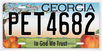 GA license plate PET4682