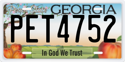 GA license plate PET4752
