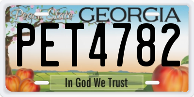 GA license plate PET4782