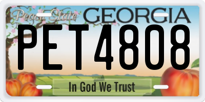 GA license plate PET4808