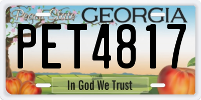 GA license plate PET4817