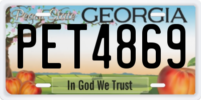 GA license plate PET4869