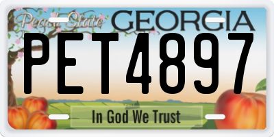 GA license plate PET4897