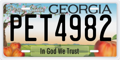 GA license plate PET4982