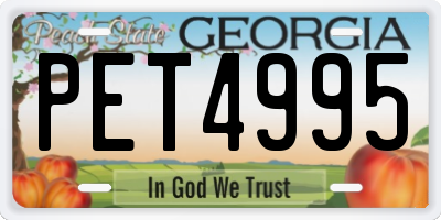 GA license plate PET4995
