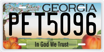 GA license plate PET5096