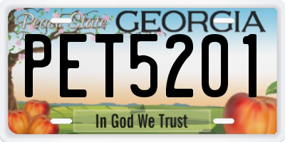 GA license plate PET5201