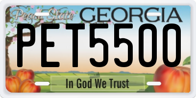GA license plate PET5500