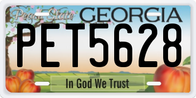 GA license plate PET5628