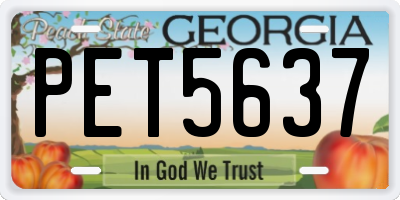 GA license plate PET5637