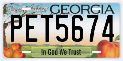 GA license plate PET5674