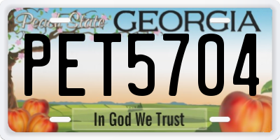 GA license plate PET5704