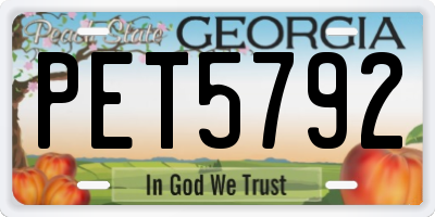 GA license plate PET5792