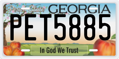 GA license plate PET5885