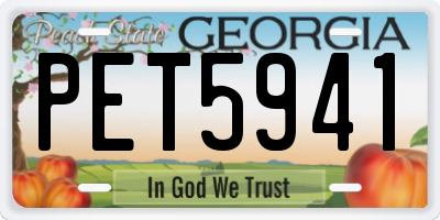 GA license plate PET5941