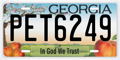 GA license plate PET6249