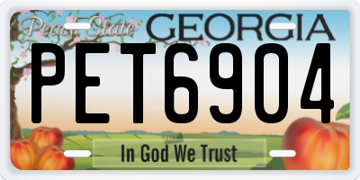 GA license plate PET6904