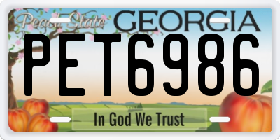 GA license plate PET6986