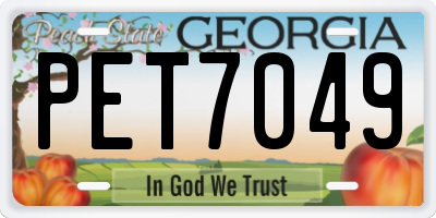 GA license plate PET7049