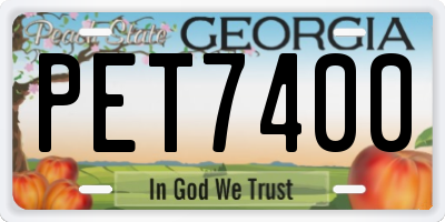 GA license plate PET7400