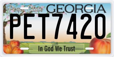 GA license plate PET7420