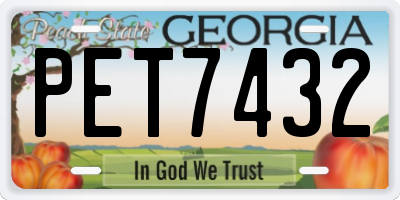 GA license plate PET7432
