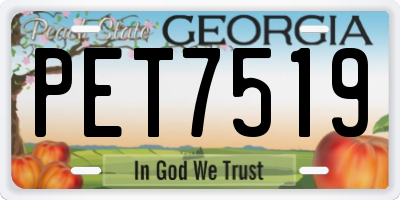 GA license plate PET7519