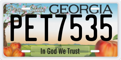 GA license plate PET7535